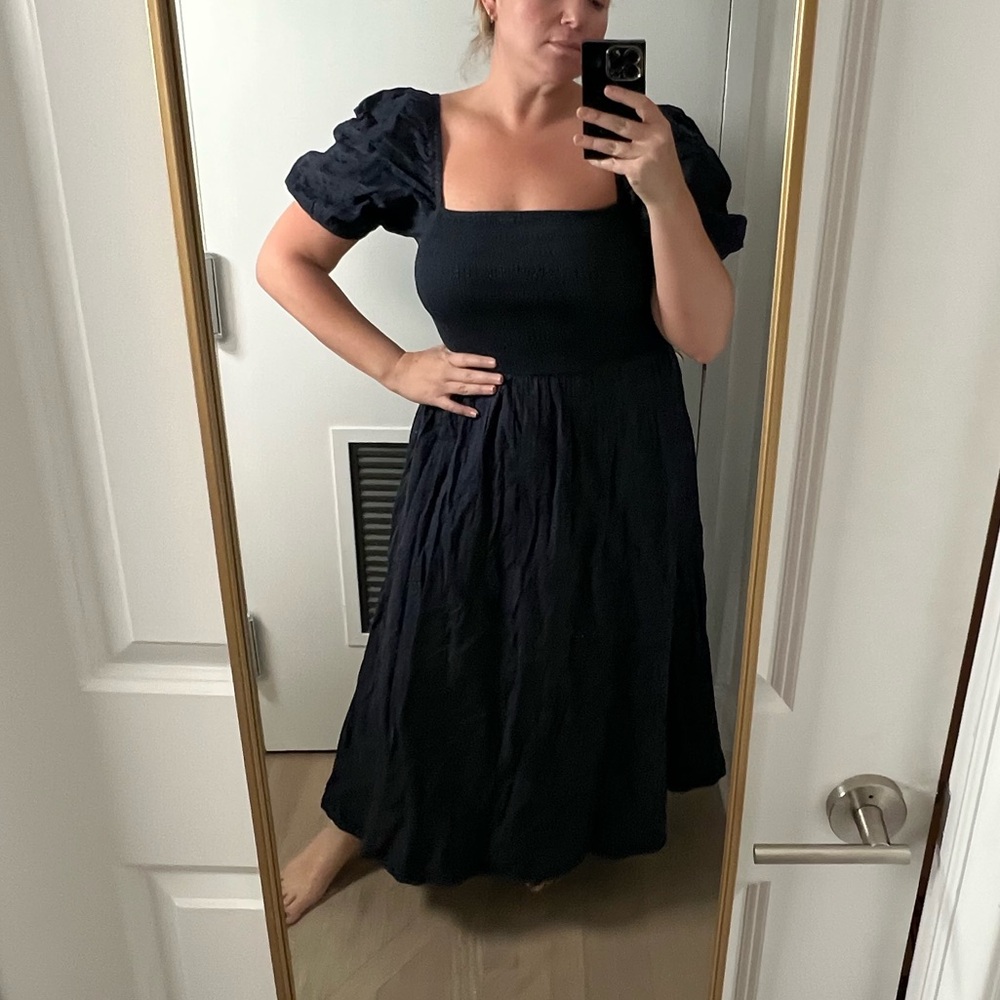 Barbour Navy Peasant Dress
